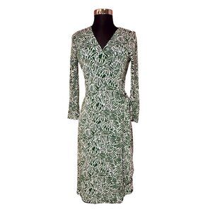 BCBGMaxAzria Green + White Floral True Wrap Dress Size Small